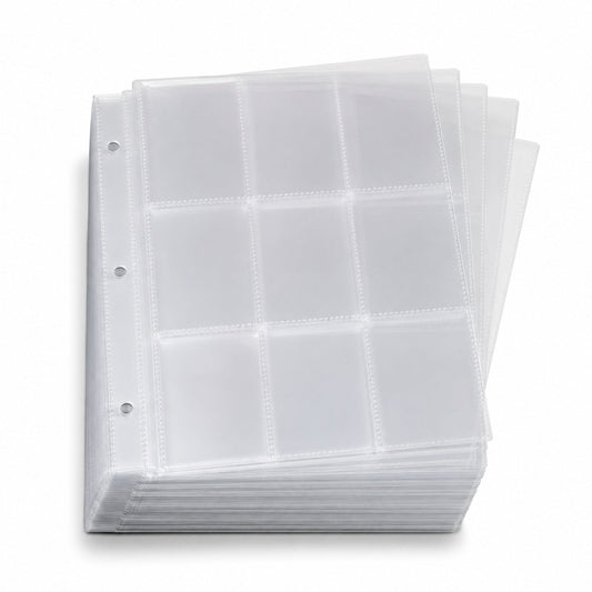 9-Pocket Ring Binder Card Pages – 50 Pack